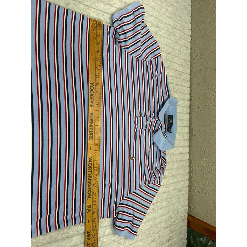 Polo Ralph Lauren Mens XXL Pima Soft Touch Striped Polo Shirt Blue Red Navy